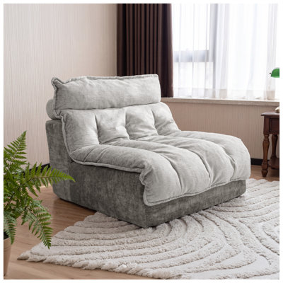 Canapé Cloud une place, canapé d'angle moderne en tissu chenille, coussin double couche confortable pour salon, chambre et appartement (gris)