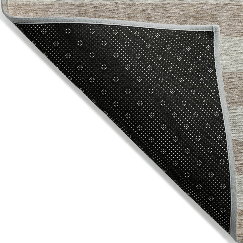 2' X 3' Beige Striped Washable Non Skid Indoor Outdoor Area Rug