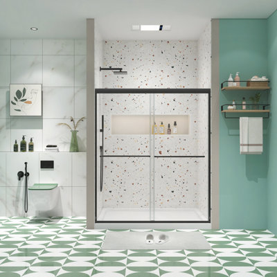 Shower Door, Sliding Door, With 1/4" Tempered Glass 56-60"X70"