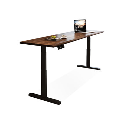 Nut-brown+Black Rectangular Solid Wood+Steel desk