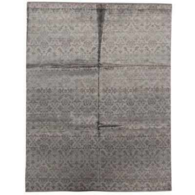 Tapis gris / noir noué à la main de haute qualité