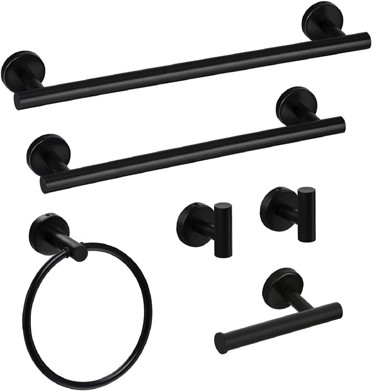 6 - Piece Bathroom Hardware Set, Matte Black