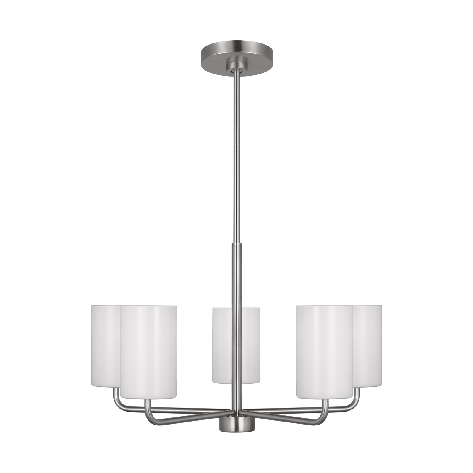 5 - Light Dimmable Shaded / Spider Chandelier, Brushed Steel, Yes