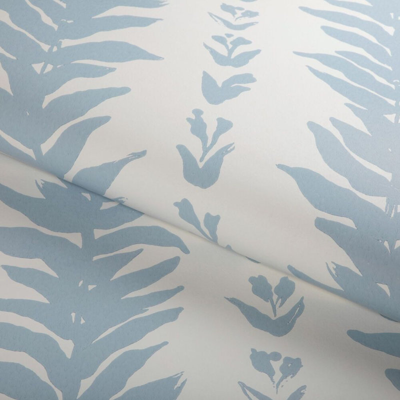 Climbing Leaves Wp - Sage, Chambray