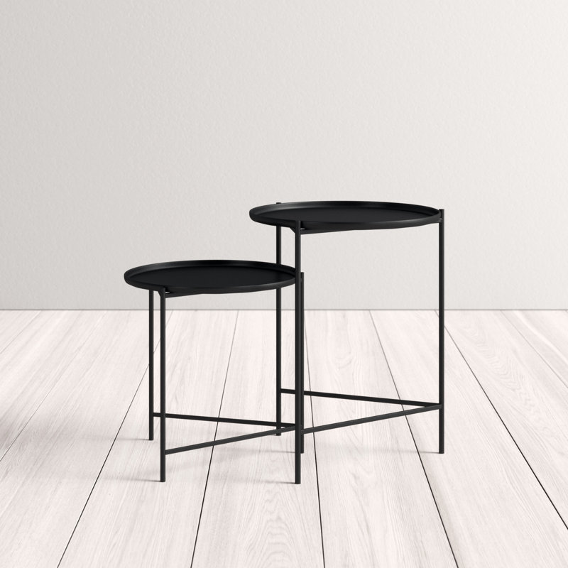 Gwynn Tray Top Nesting Tables, Black Top/Black Base