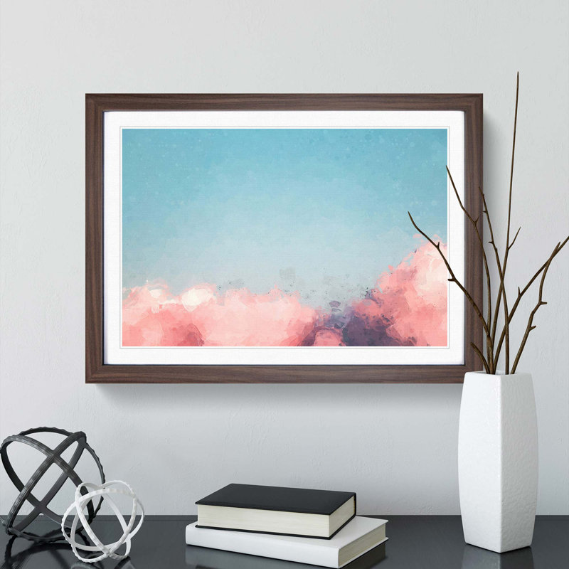 Migrating Birds in Abstract - Picture Frame Painting Print, 27cm H x 36cm W x 2cm D, Walnut Framed