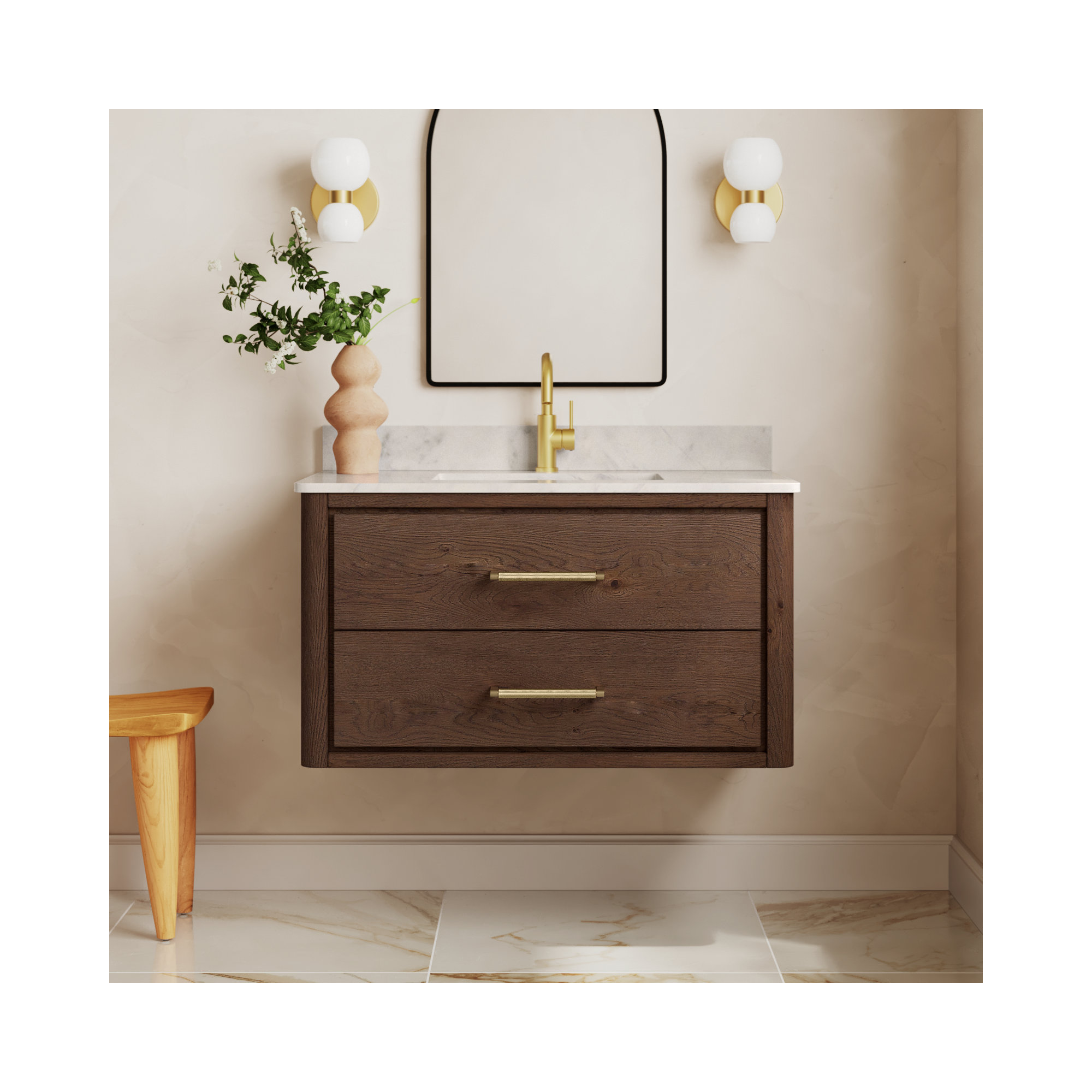 Cristo 36'' Single Bathroom Vanity, Dark Brown Oak