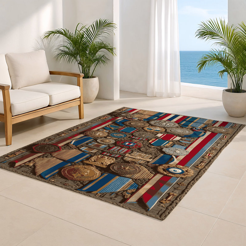 Tapis d'intérieur et d'extérieur brun français, Rectangle 4pi x 6 pi