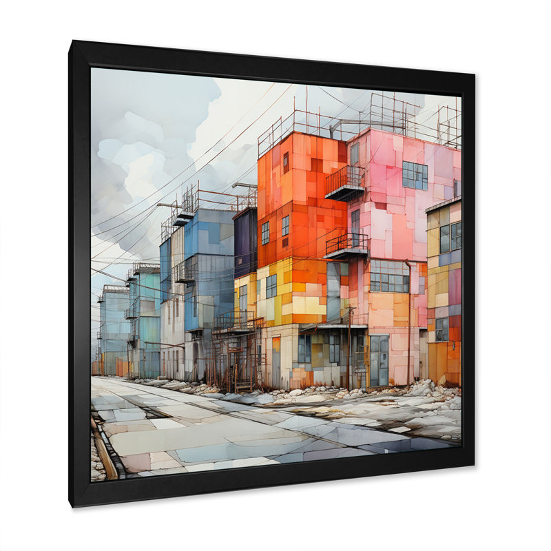 «Warehouse Industrial Cubic Palette I», reproduction sur toile, H 24 po x l 24 po x P 1 po, Cadre simple noir