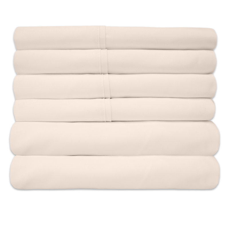 Beige Queen Microfiber Deep Pocket 6-Piece Sheet Set
