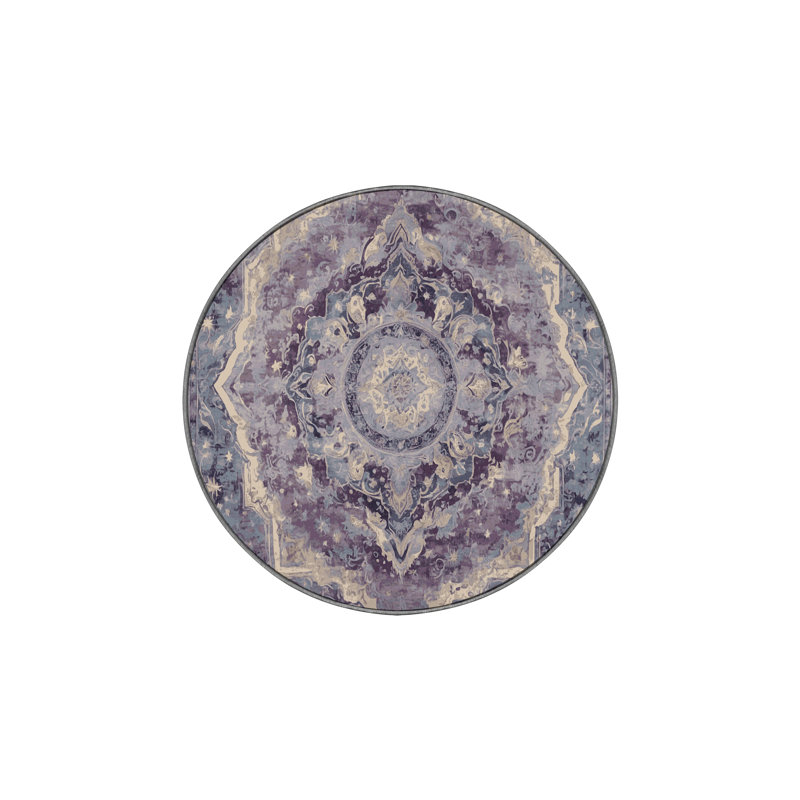 Machine Washable Purple Area Rug, Round 8'