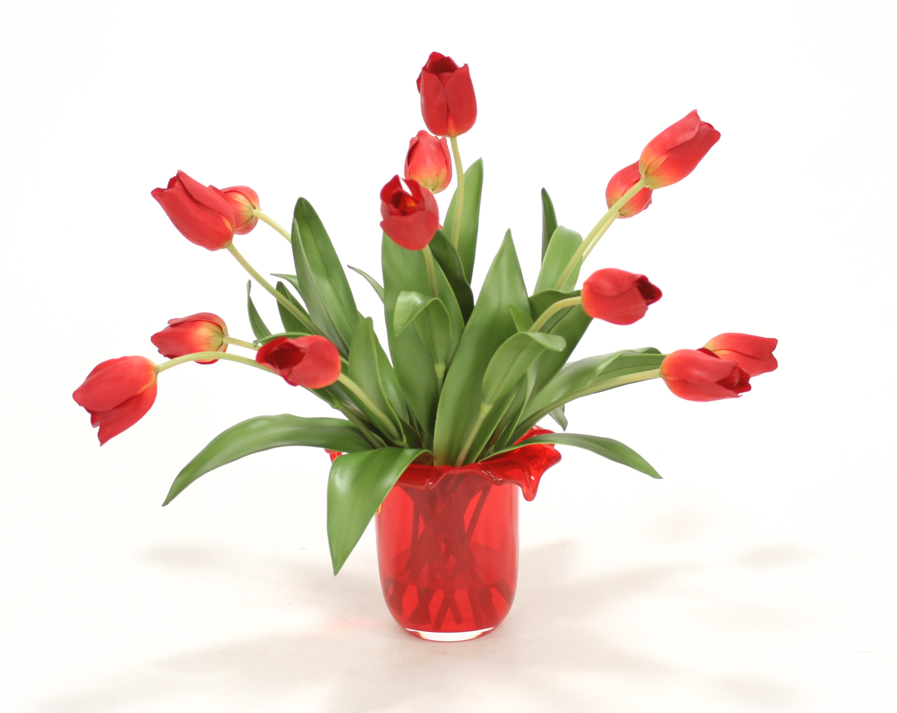 Ebern Designs Polysilk Tulip Arrangement in Vase Wayfair
