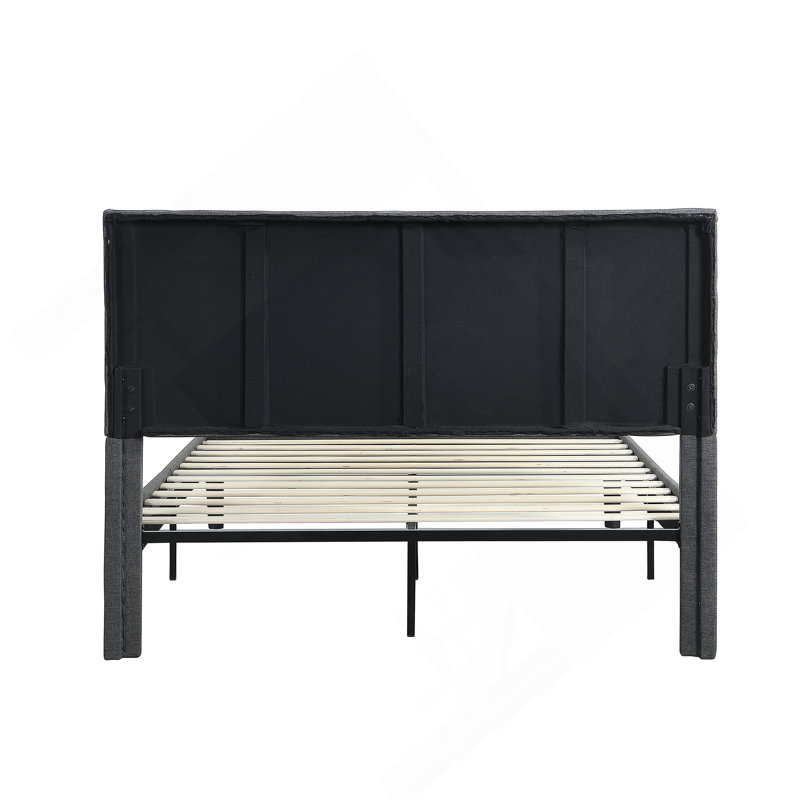 Structure de lit plateforme double avec tête de lit, Full