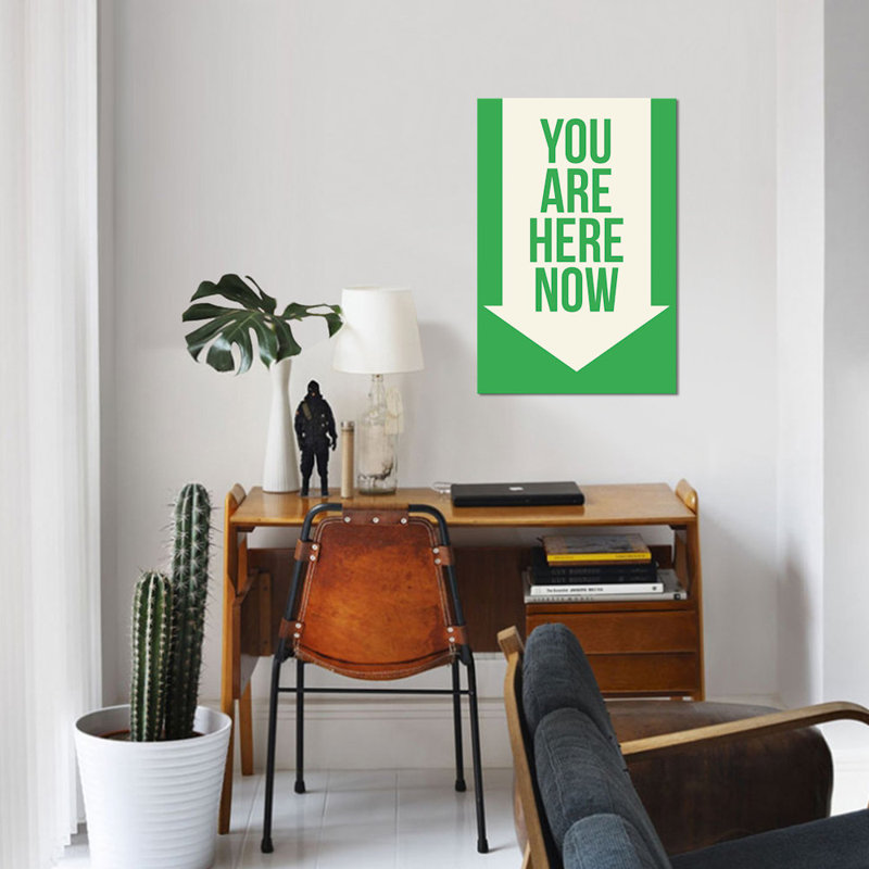 « you are here now », art textuel sur toile, H 40 po x l 26 po x P 1,5 po, Toile tendue
