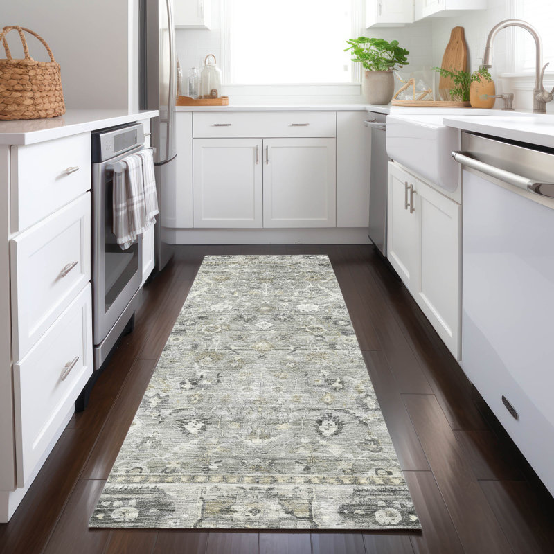 Tapis intérieur / extérieur lavable à la machine Xhevrie, Tapis de couloir 2 pi 3 po x 7 pi 6 po