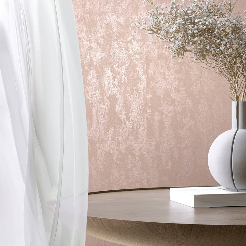City Romance Collection Shimmer Aged Plaster Wallpaper Roll, Orange