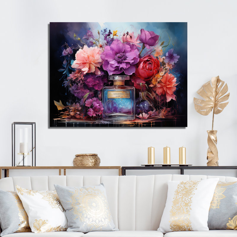 Floral Parfum Vibrant Elegance IV, Cadre photo noir, H 16 po x l 32 po x P 1 po