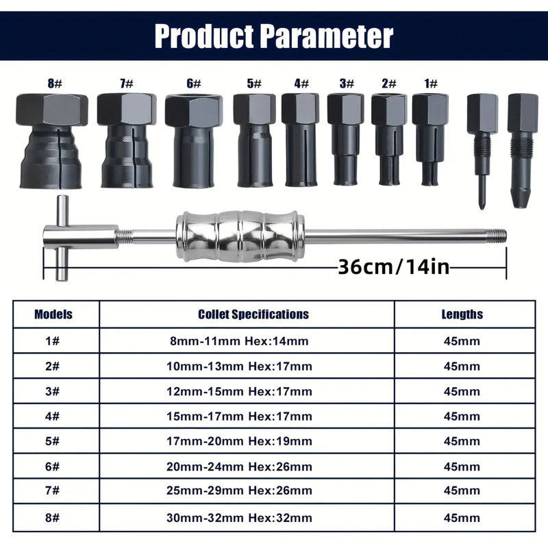 12pcs Blind Hole Collet Bearing Puller Set