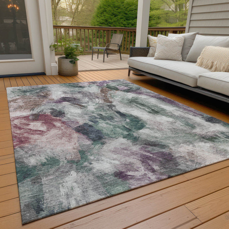 Machine Washable Indoor/Outdoor Husby ACN2204 Abstract Rug, Rectangle 3' x 5'