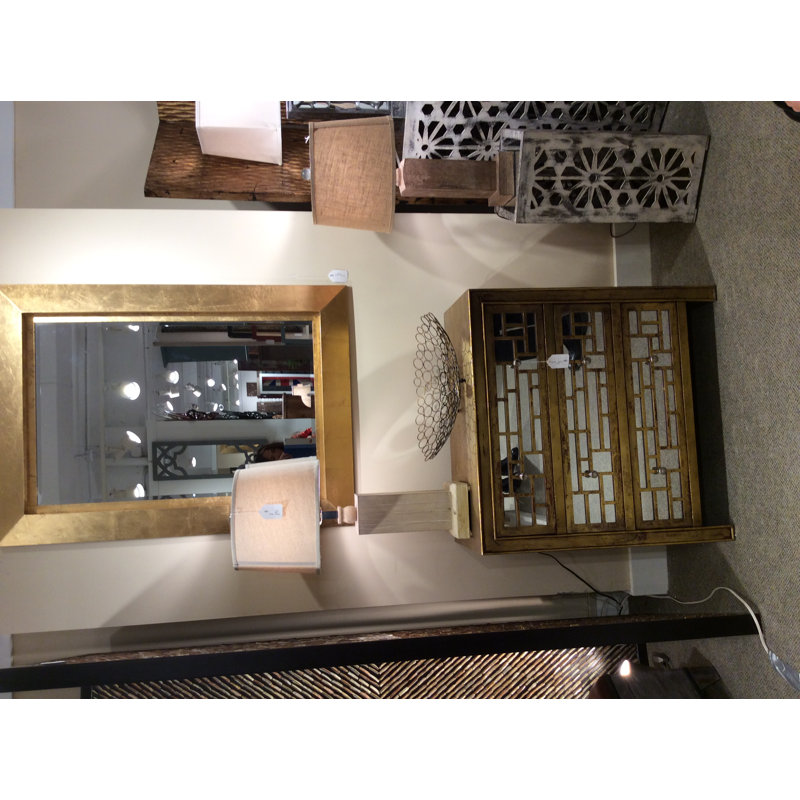 Lovelace Wood Flat Wall Mirror, Gold