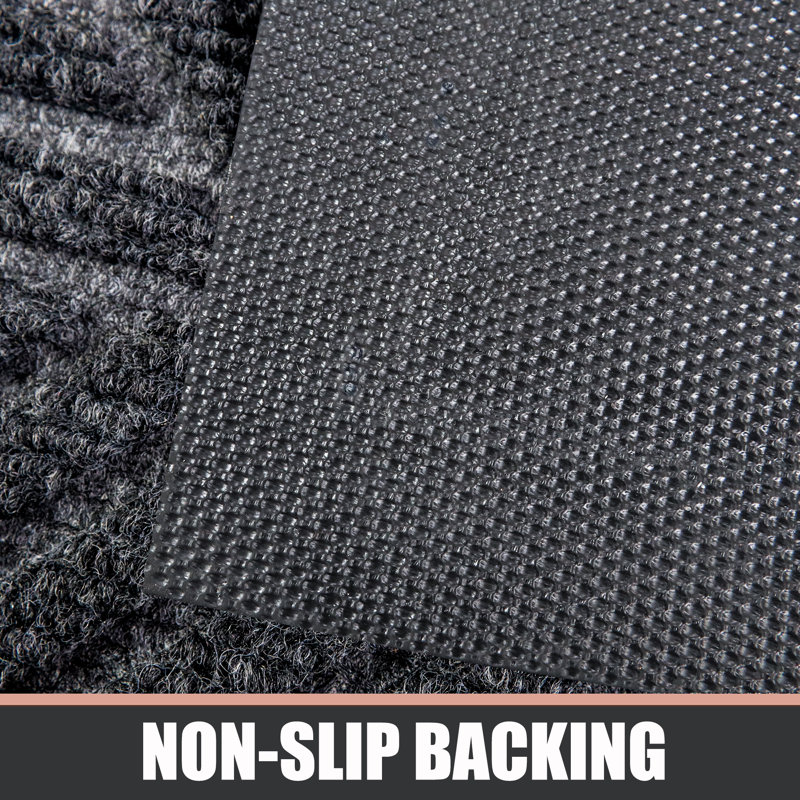 Lodewyk Non-Slip Geometric Doormat, Black, 32" W x 48" L