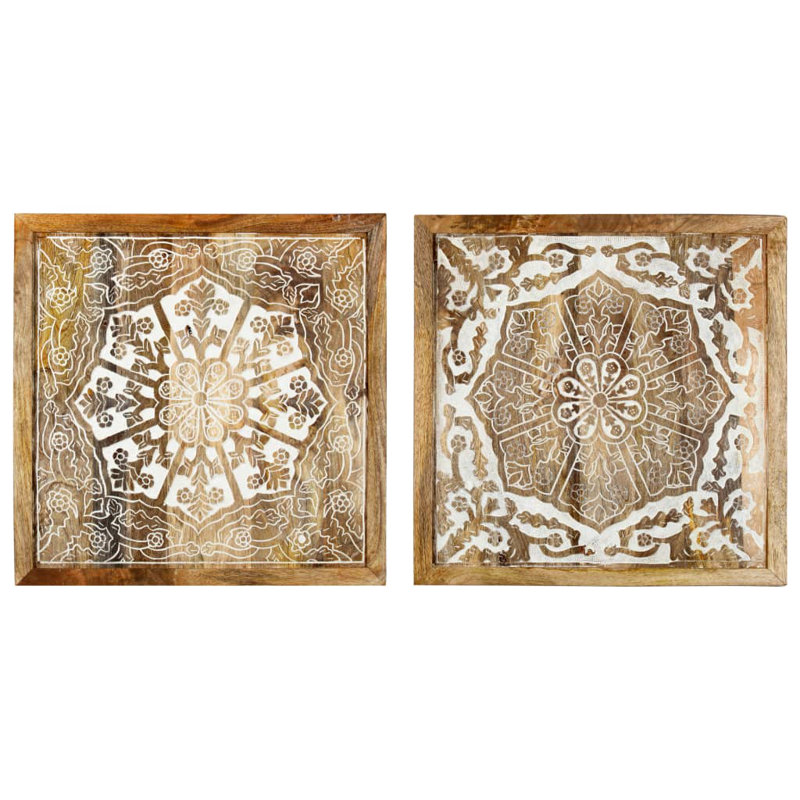 Panneaux muraux en bois sculpté à la main VidaXL, H 23,6 po x l 23,6 po x P 1 po