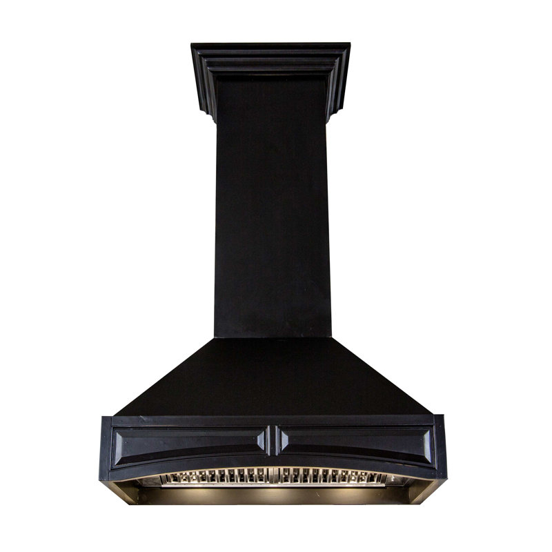 30" Wood 400 CFM Wall Mount Range Hood, Black
