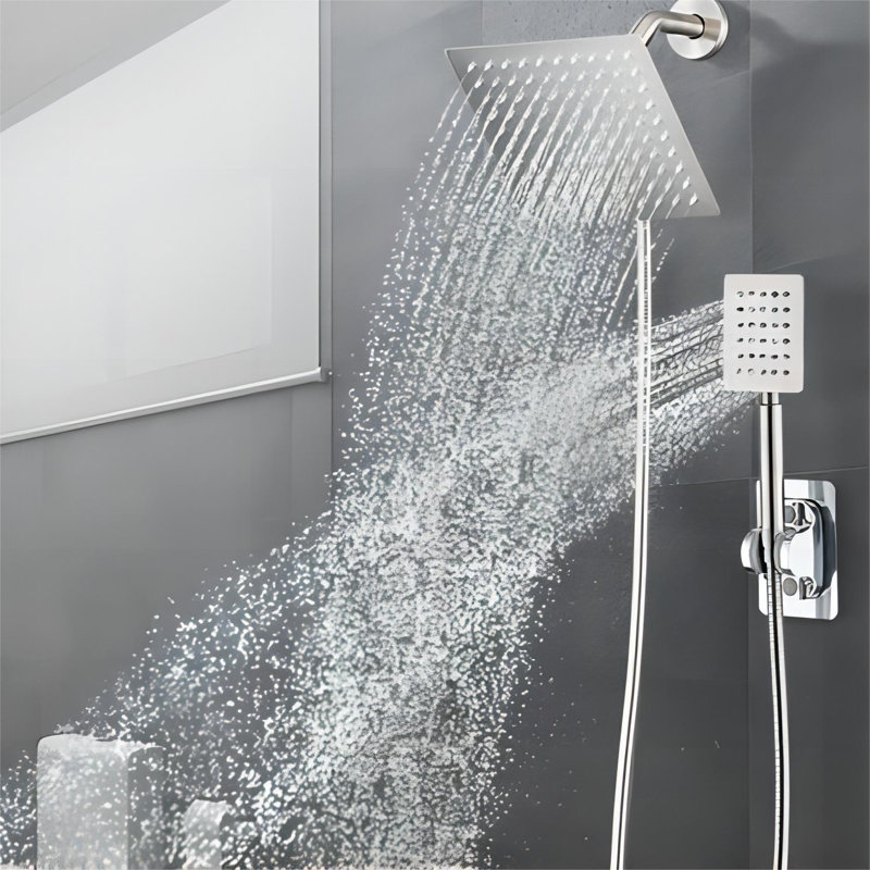 Rain Shower Head Combo with 72 inch Extra Long Flexible Hose & Smooth 3-Way Diverter, Brushed Nickel