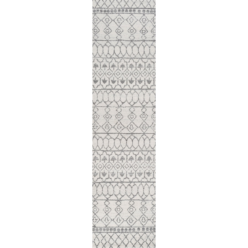 Bouton Moroccan Beni Souk Cream/Gray Rug, Runner 2'3" x 8'