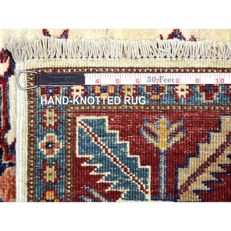 Tapis de couloir super Kazak en laine douce ivoire 2 pi 9 po x 8 pi 6 po 371DAABAD9F0453BA271613C38C0F538