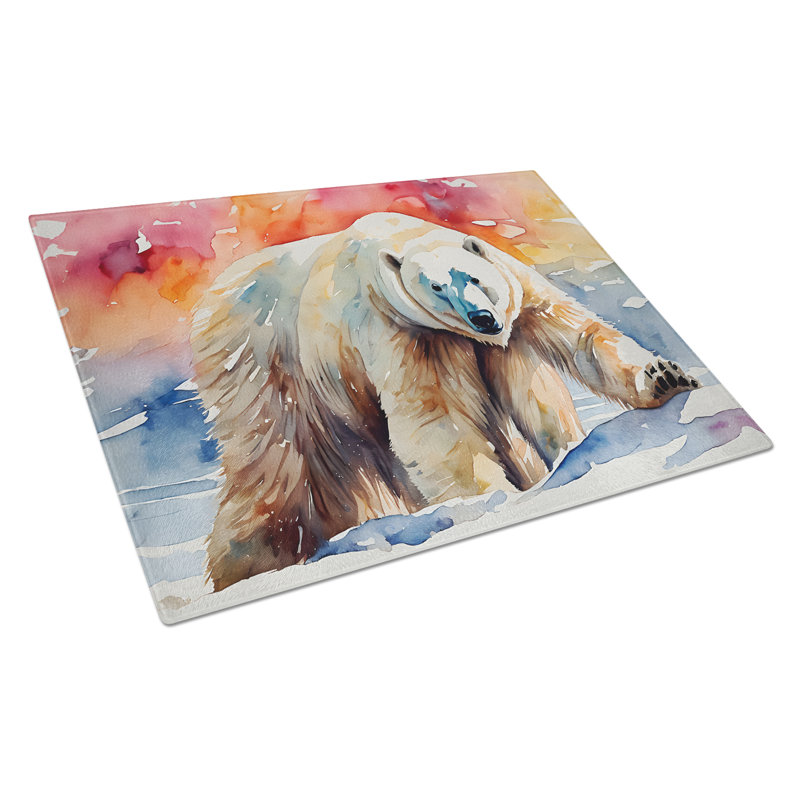 Polar Bear Glass Cutting Board Large