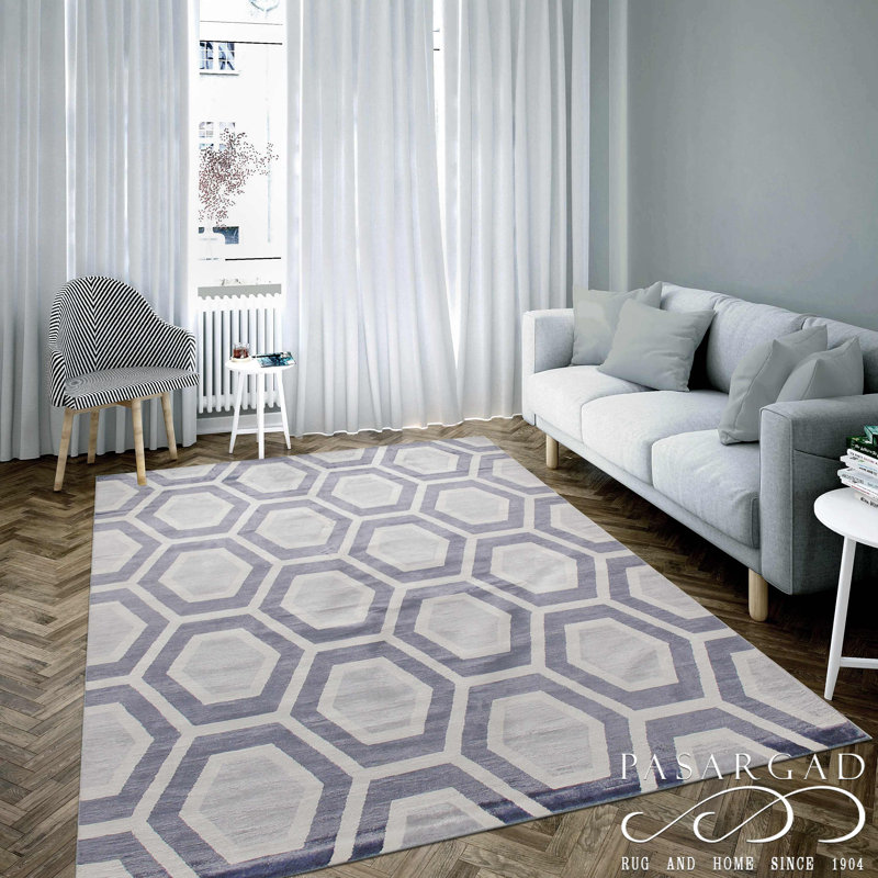 Soie de bambou moderne bleu clair 8 pi x 10 pi