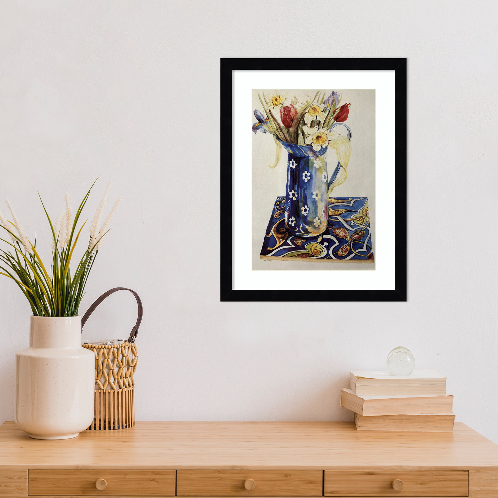 Tulips Print by Joan Thewsey, 17" H x 13" W, Black
