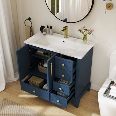 Ensemble de meuble-lavabo moderne 35,6 po avec surface peinte