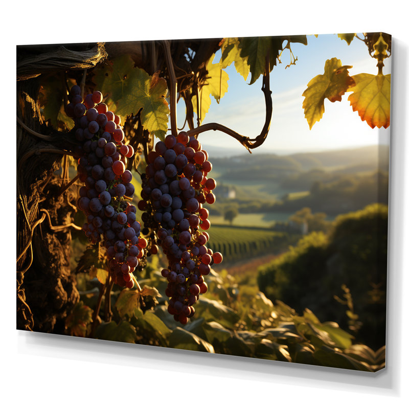 Raisins mauves, attrape-rêves sur toile, Toile tendue, H 12 po x l 20 po x P 1 po