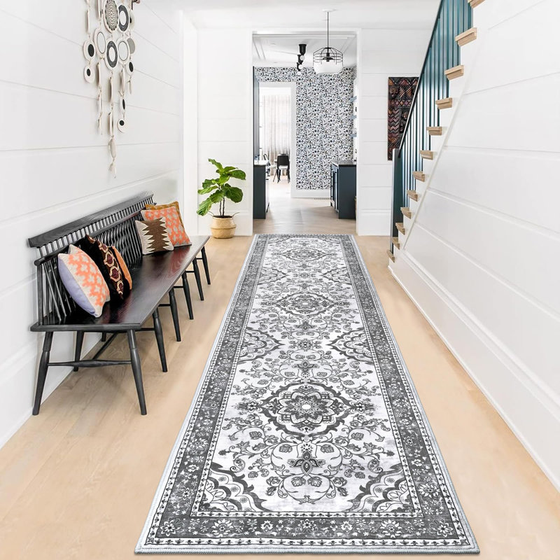 Floral Flatweave Area Rug, Runner 80 x 300cm
