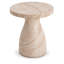 Table d'appoint d'extérieur en béton beige aspect travertin, forme sablier-1808585549
