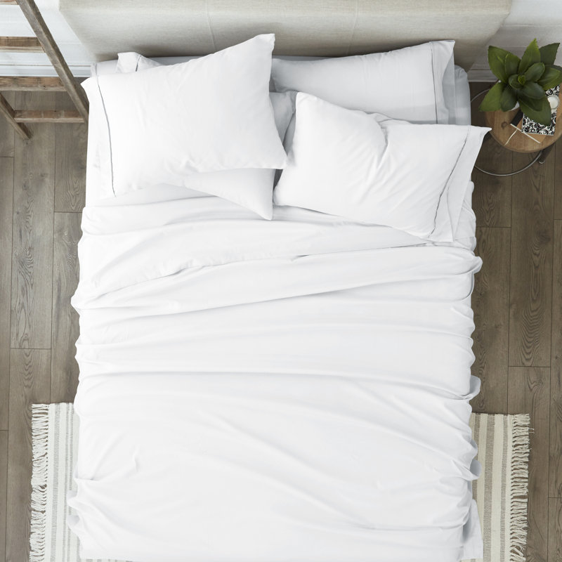 Simply Soft Brushed Microfiber Solid 6 Piece Sheet Set, White, Queen Sheet Set + 1 Fitted Sheet + 2 Pillowcases