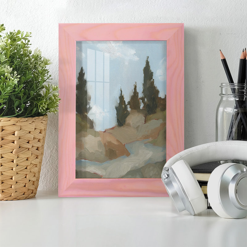 West Fourche Trail II sur papier, H 6 po x l 4 po x P 1 po, Rose