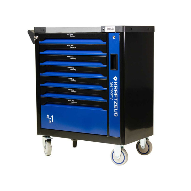 251-Piece Tool Cabinet 7-Drawer Tool Chest, Black/Blue