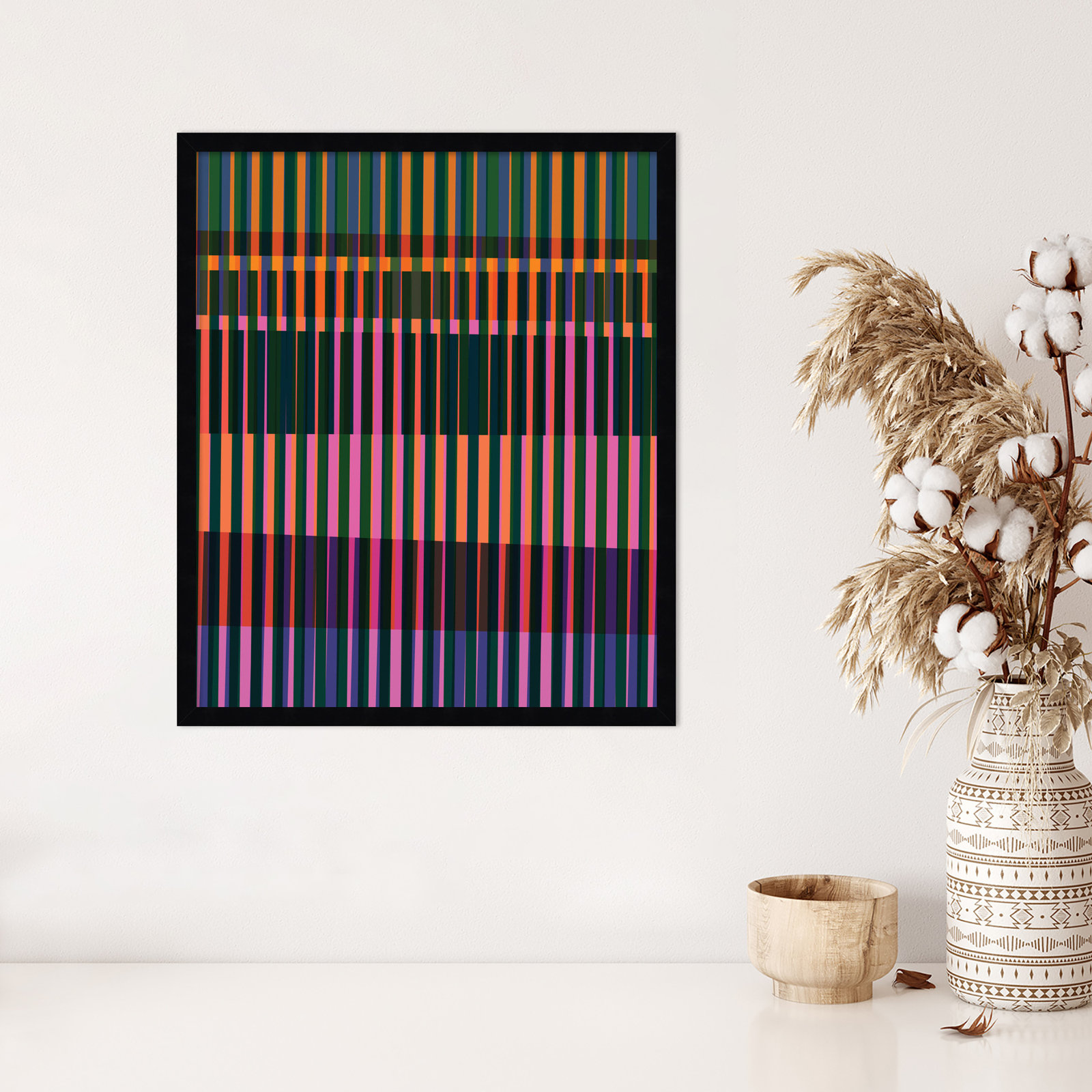 Abstract Lines 17 by Beth Vassalo, Black, 21" H x 17" W