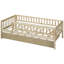 Lit de jour simple en bois naturel avec lit gigogne et barrière de sécurité sécurisée-338095508-338095511