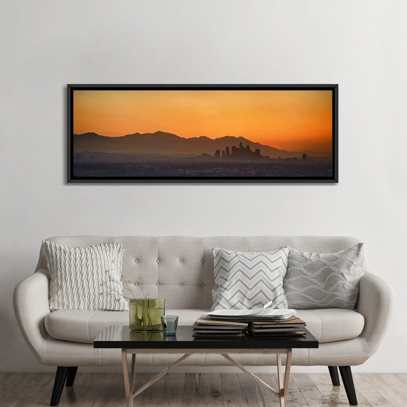 « san gabriel montagnes los angeles, californie », reproduction de photo sur toile, H 24 po x l 72 po x P 1,5 po, Cadre noir
