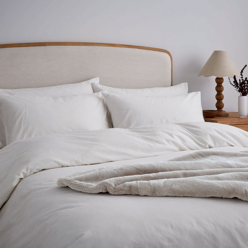 Brushed Cotton Duvet Cover Set, White, Kingsize Duvet Cover + 2 Pillowcases