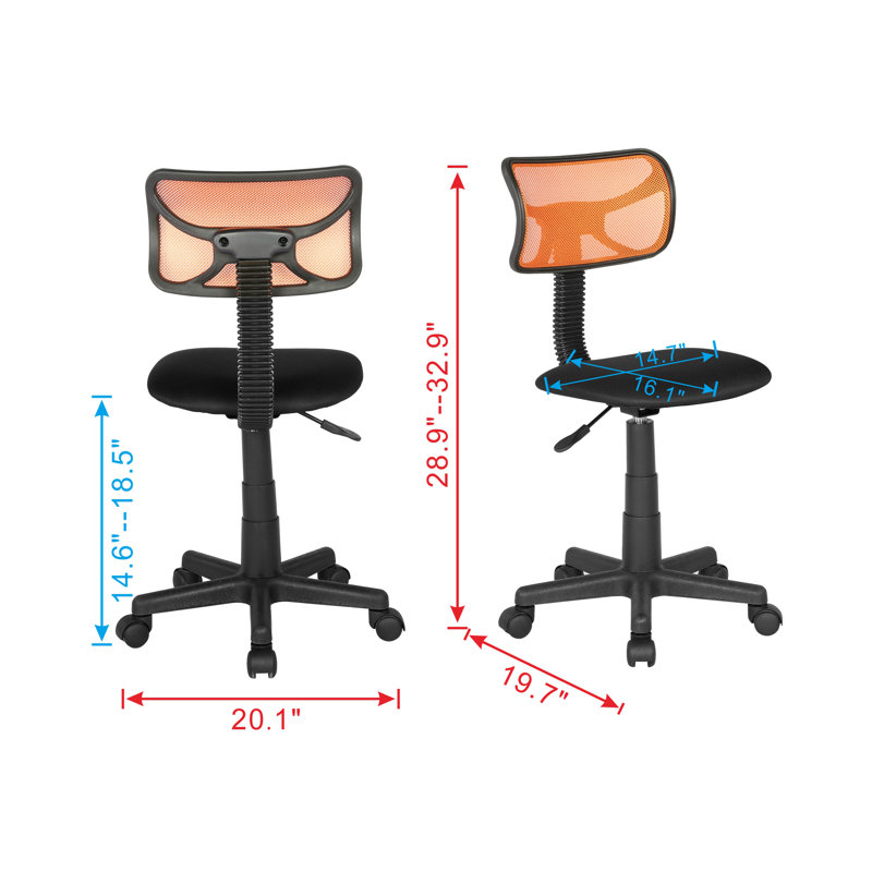 Low Back Mesh Swivel Task Chair with Height Adjustment, Orange