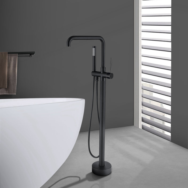 Single-Handle Freestanding Tub Faucet With Hand Shower In, Matte Black