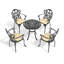 Ensemble de salle à manger d'extérieur 5 pièces, table ronde de 68 cm avec trou pour parasol et 4 fauteuils avec coussins beiges-1694152430