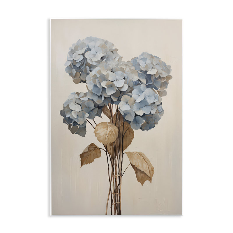 Art mural rétro sur bois d'hortensia bleu par Petals Prints Design, H 19 po x l 13 po
