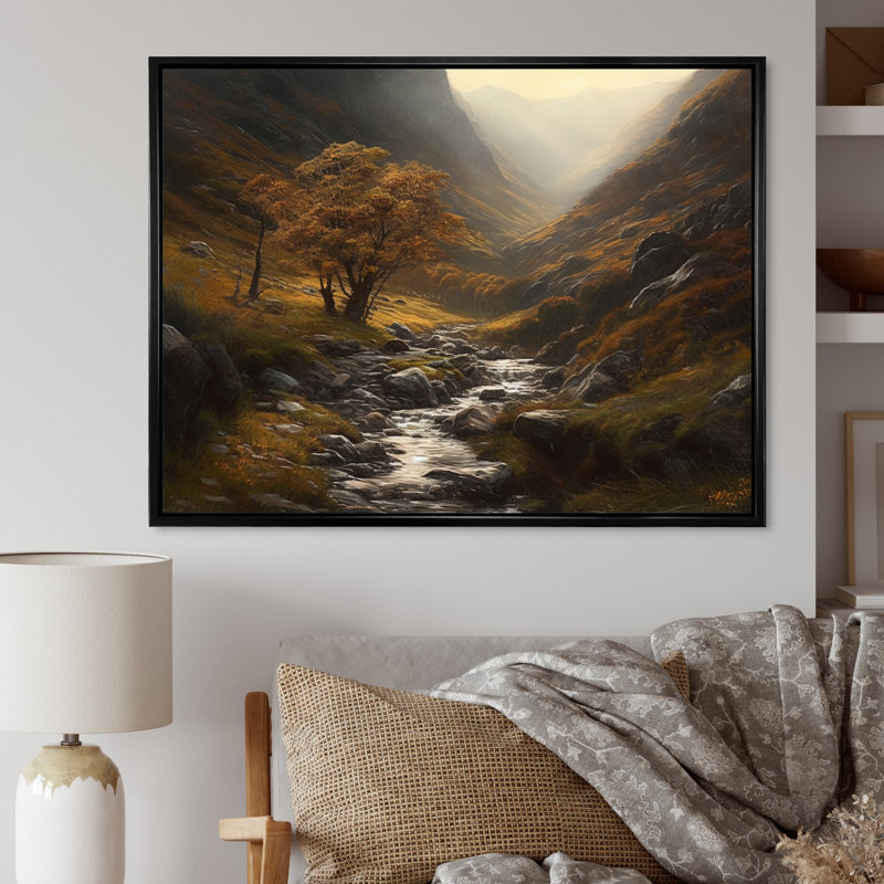Tranquil Fields sur impression sur toile, H 24 po x l 32 po x P 1 po, Cadre flottant noir