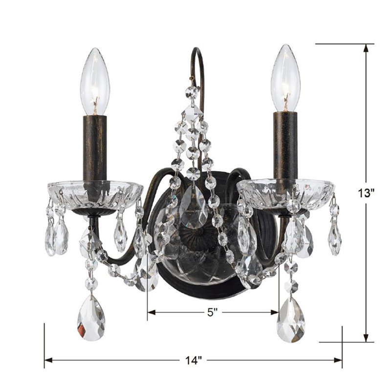 Lampe murale bougie 2 lumières Sanabria, Bronze